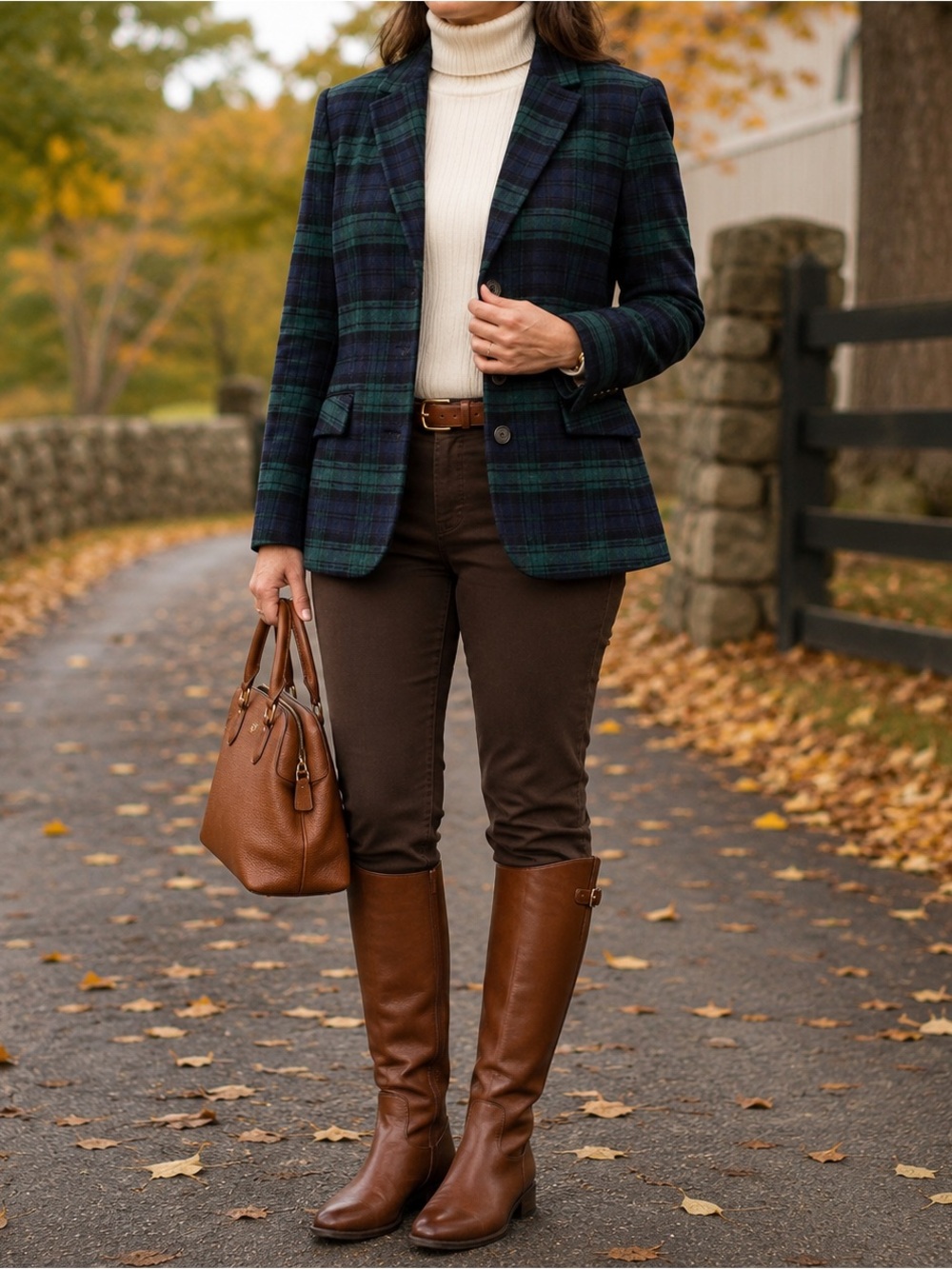 Talbots Black Watch Plaid Wool Blend Blazer Jacket 14W Plus
